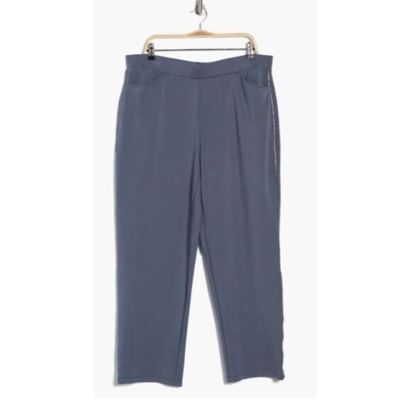 Tahari Womens Slate Blue Pockets Tapered Leg Pull On Pants Plus Size 2X New - Picture 3 of 10